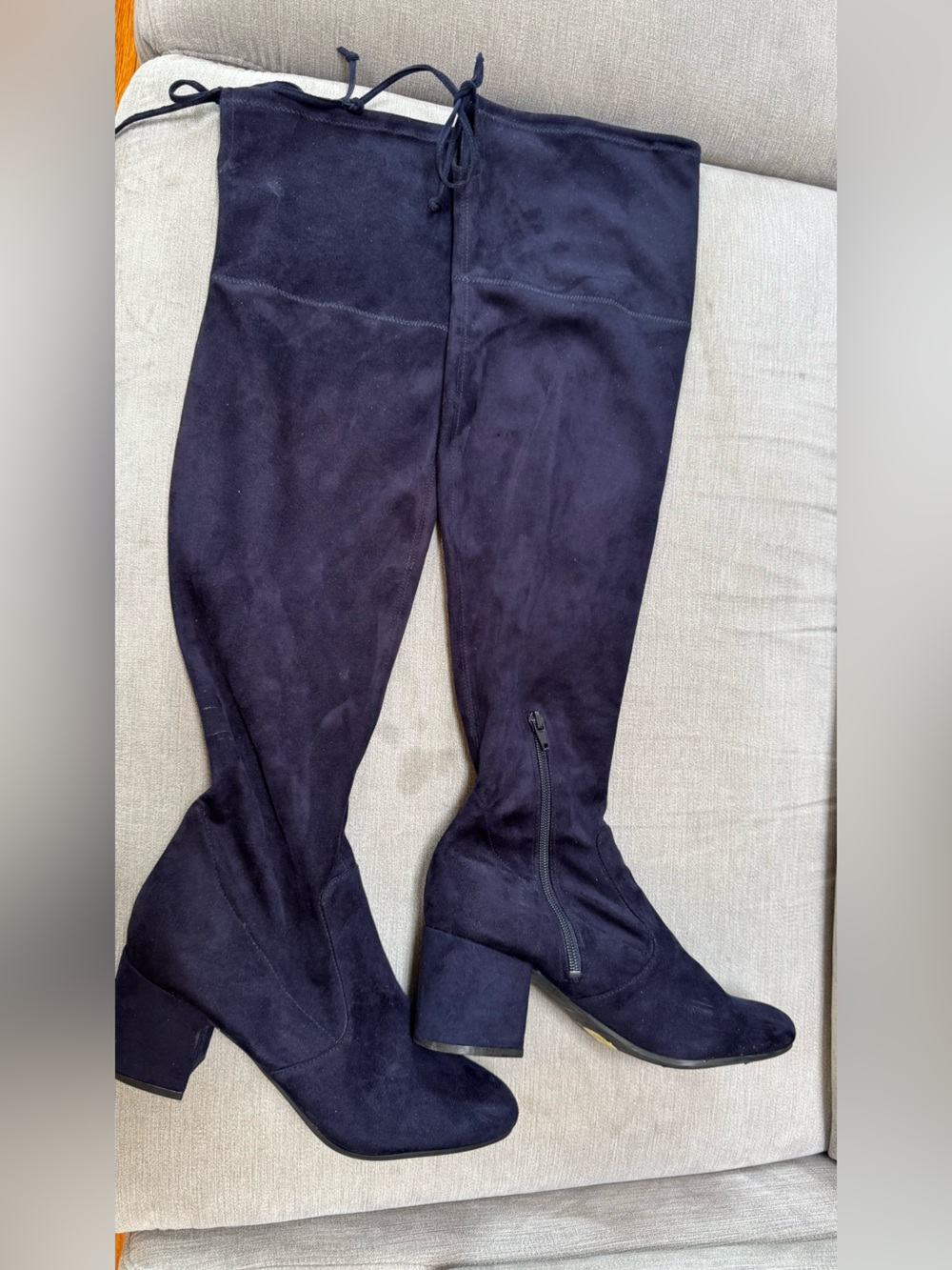 Navy blue  Suede Over-the-Knee Boots with Side Zip unisa  size 9 unisa